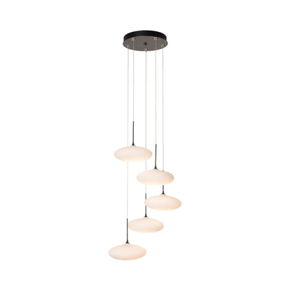 Clouds Round Pendant Light in Dark Smoke (5-Light).