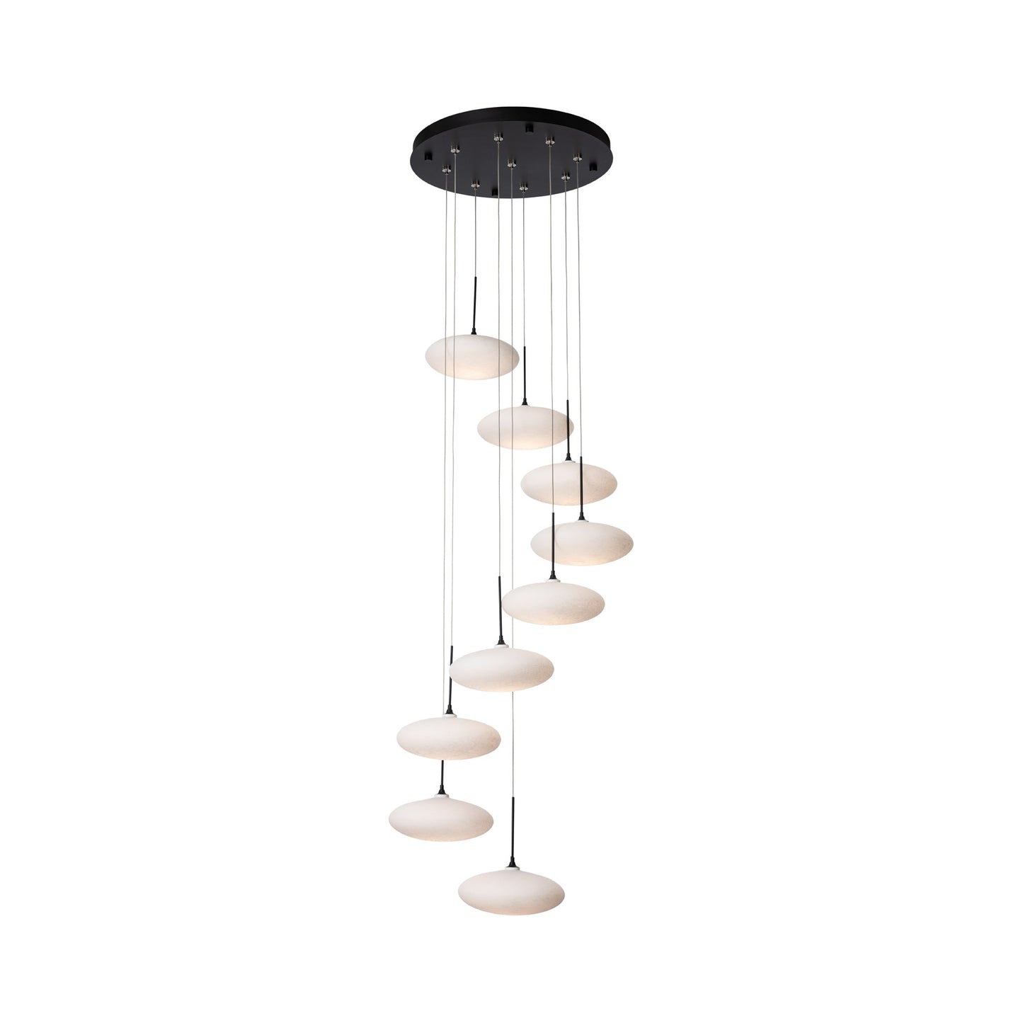 Clouds Round Pendant Light in Black (9-Light).