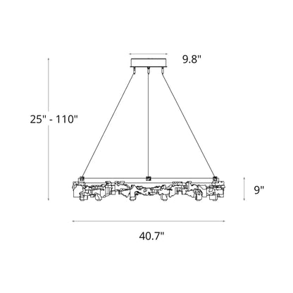 Coral Ring LED Pendant Light - line drawing.