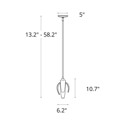 Corona Single Mini Pendant Light - line drawing.