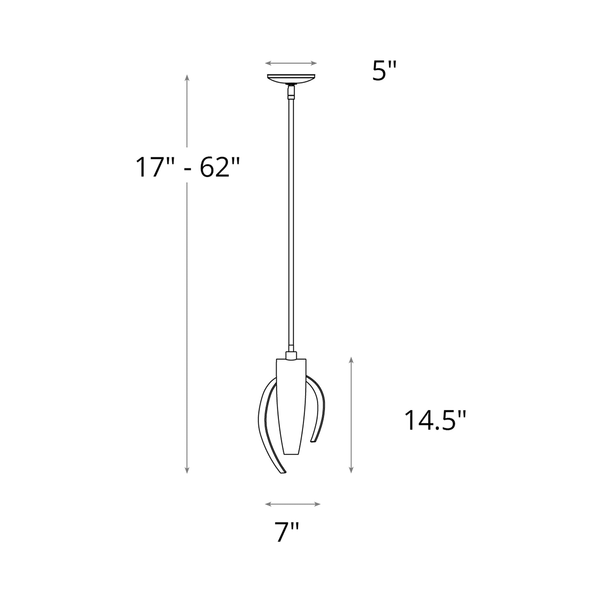 Corona Single Mini Pendant Light - line drawing.