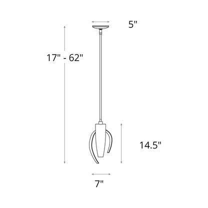 Corona Single Mini Pendant Light - line drawing.