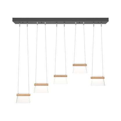 Cowbell LED Linear Pendant Light in Black/Clear Glass.