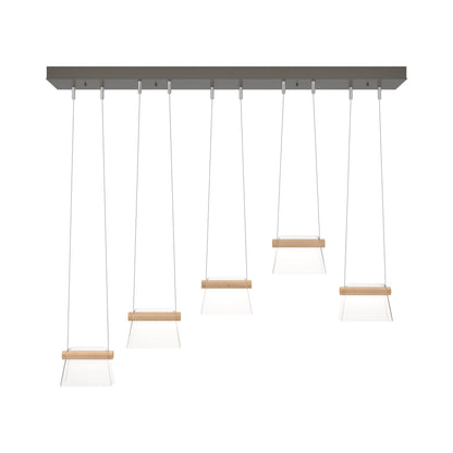 Cowbell LED Linear Pendant Light in Dark Smoke/Clear Glass.