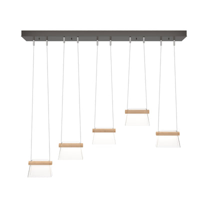 Cowbell LED Linear Pendant Light in Oil Rubbed Bronze/Clear Glass.
