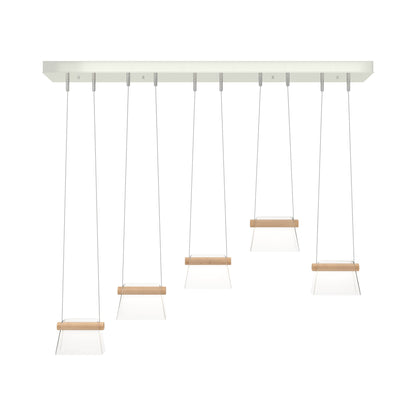 Cowbell LED Linear Pendant Light in Sterling/Clear Glass.