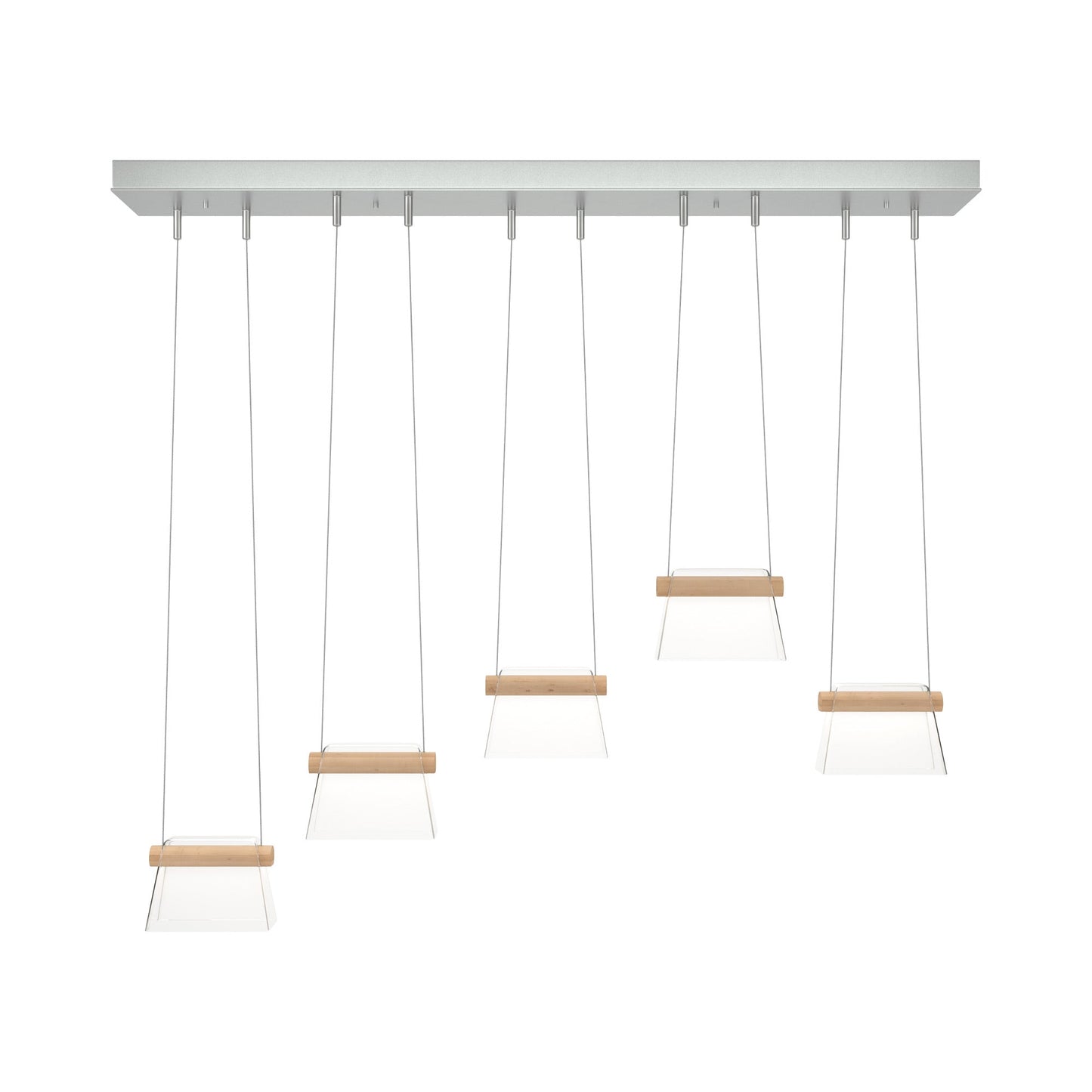 Cowbell LED Linear Pendant Light in Vintage Platinum/Clear Glass.