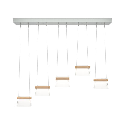 Cowbell LED Linear Pendant Light in Vintage Platinum/Clear Glass.