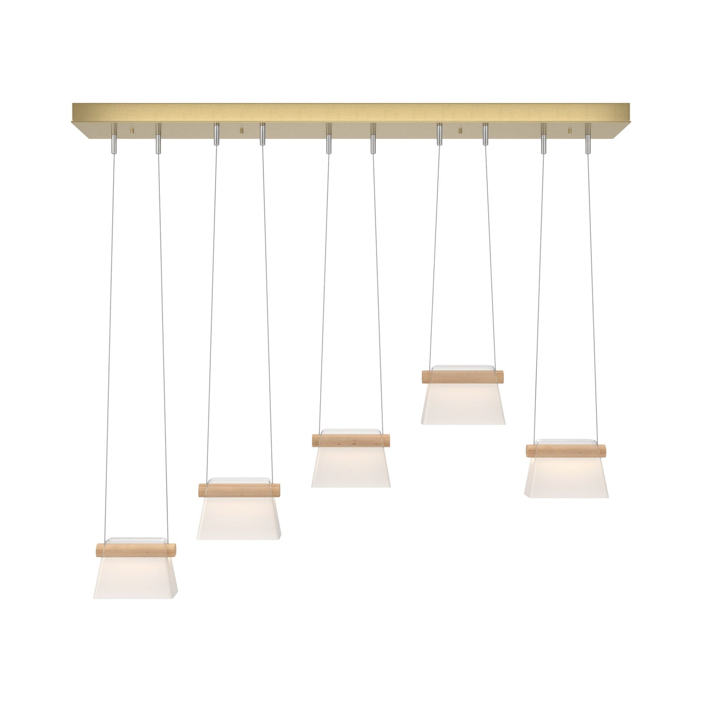 Cowbell LED Linear Pendant Light in Modern Brass/Clear Glass with Frosted.