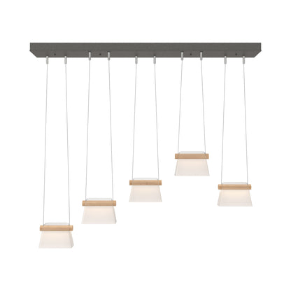 Cowbell LED Linear Pendant Light in Natural Iron/Clear Glass with Frosted.