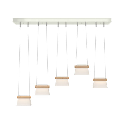 Cowbell LED Linear Pendant Light in Sterling/Clear Glass with Frosted.