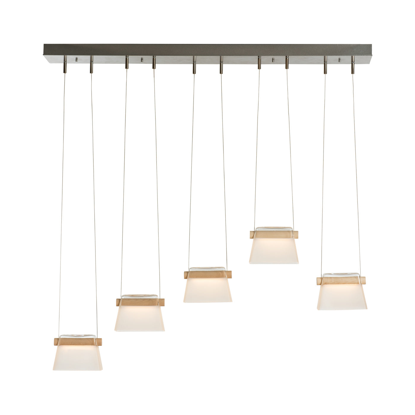 Cowbell LED Linear Pendant Light in Vintage Platinum/Clear Glass with Frosted.