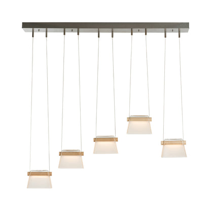 Cowbell LED Linear Pendant Light in Vintage Platinum/Clear Glass with Frosted.