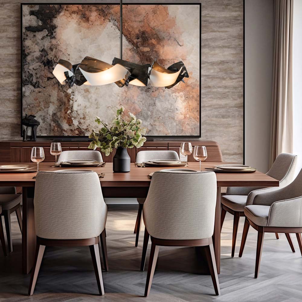 Crest Circular Pendant Light in dining room.