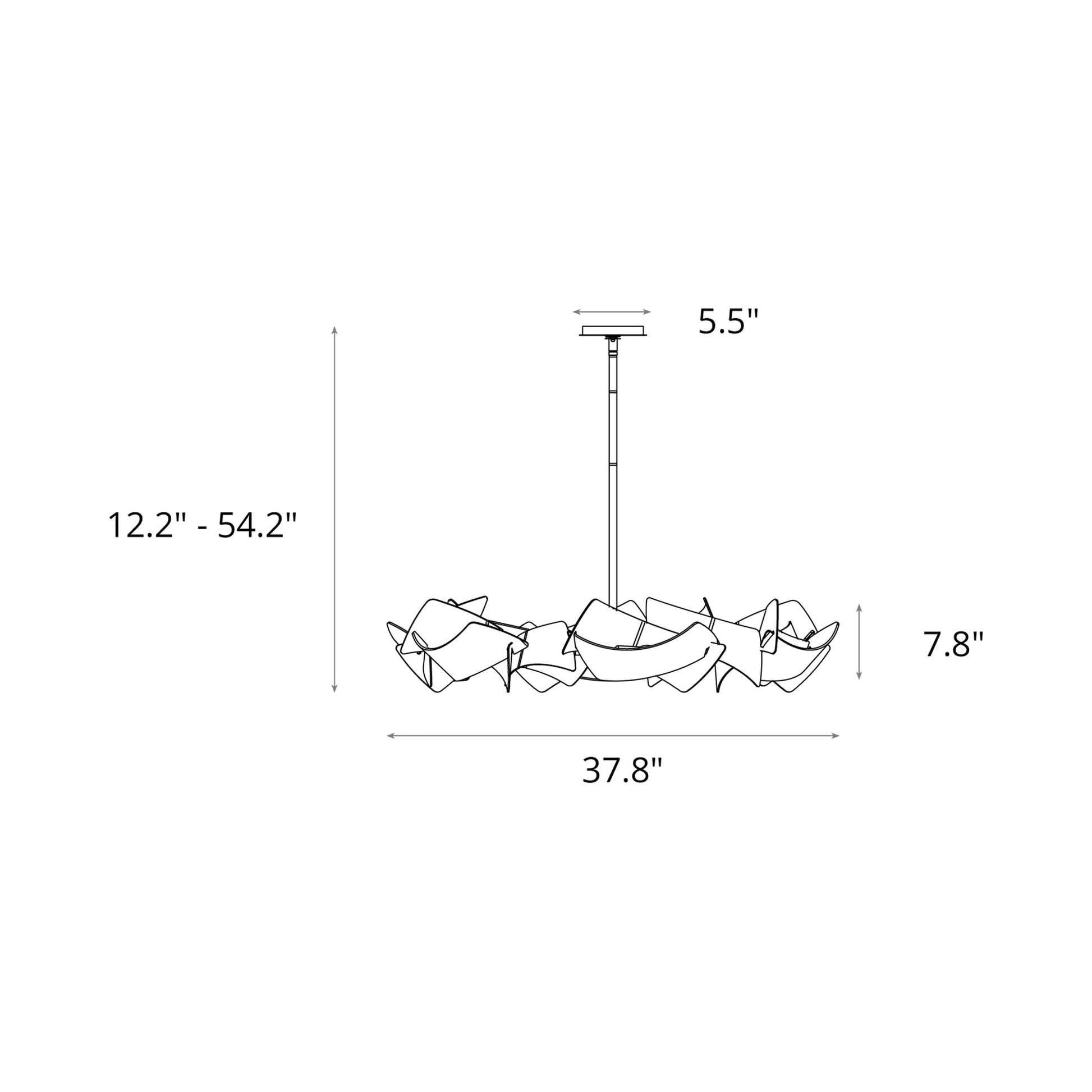 Crest Circular Pendant Light - line drawing.