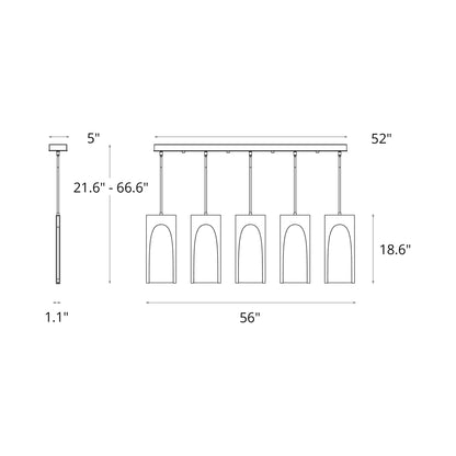 Cypress LED Linear Pendant Light - line drawing.