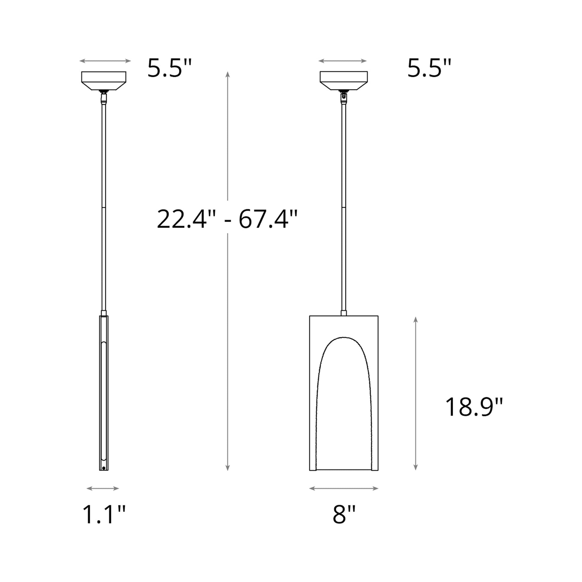 Cypress LED Pendant Light - line drawing.
