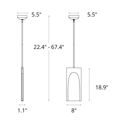 Cypress LED Pendant Light - line drawing.