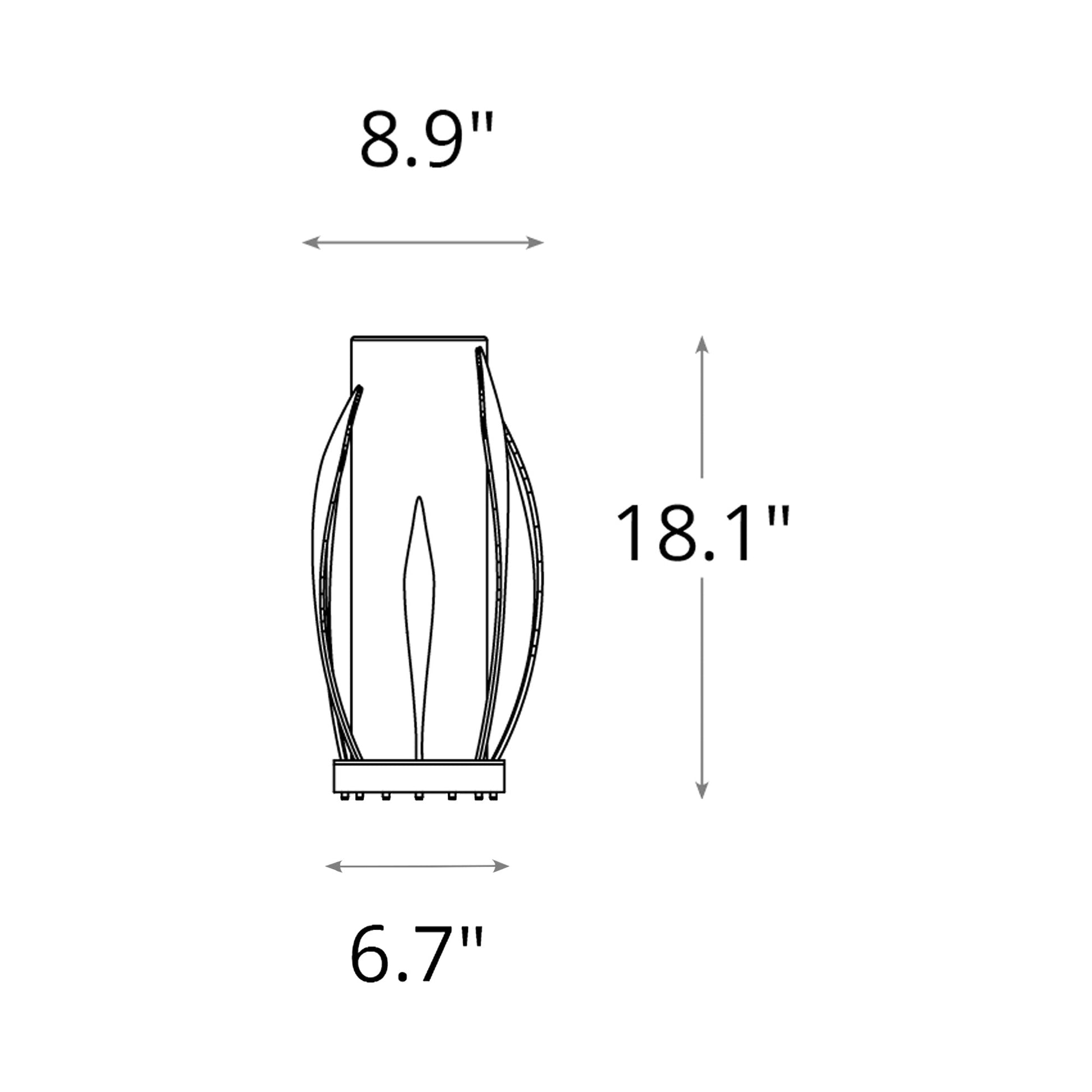 Dahlia Cylindrical Table Lamp - line drawing.