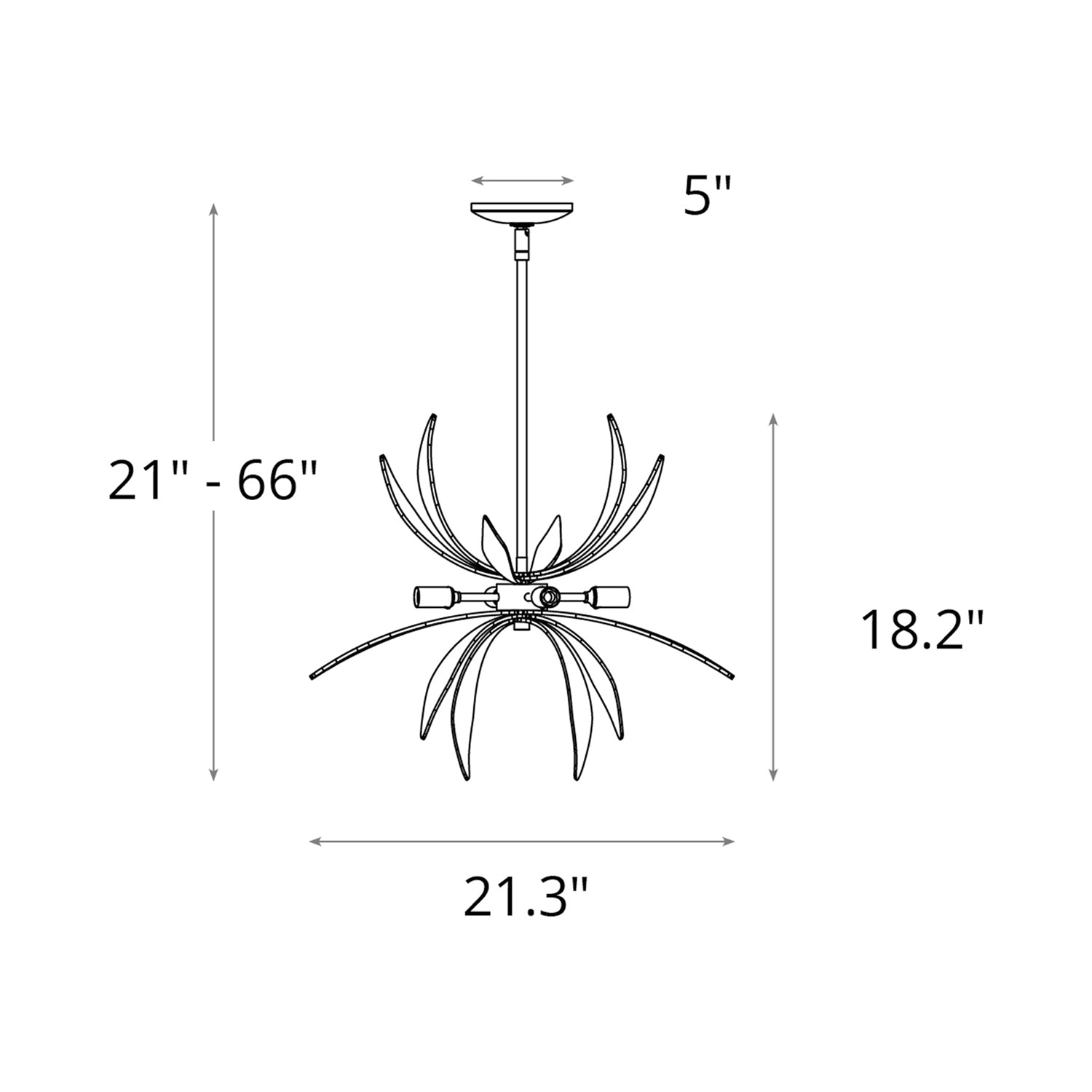 Dahlia Pendant Light - line drawing.