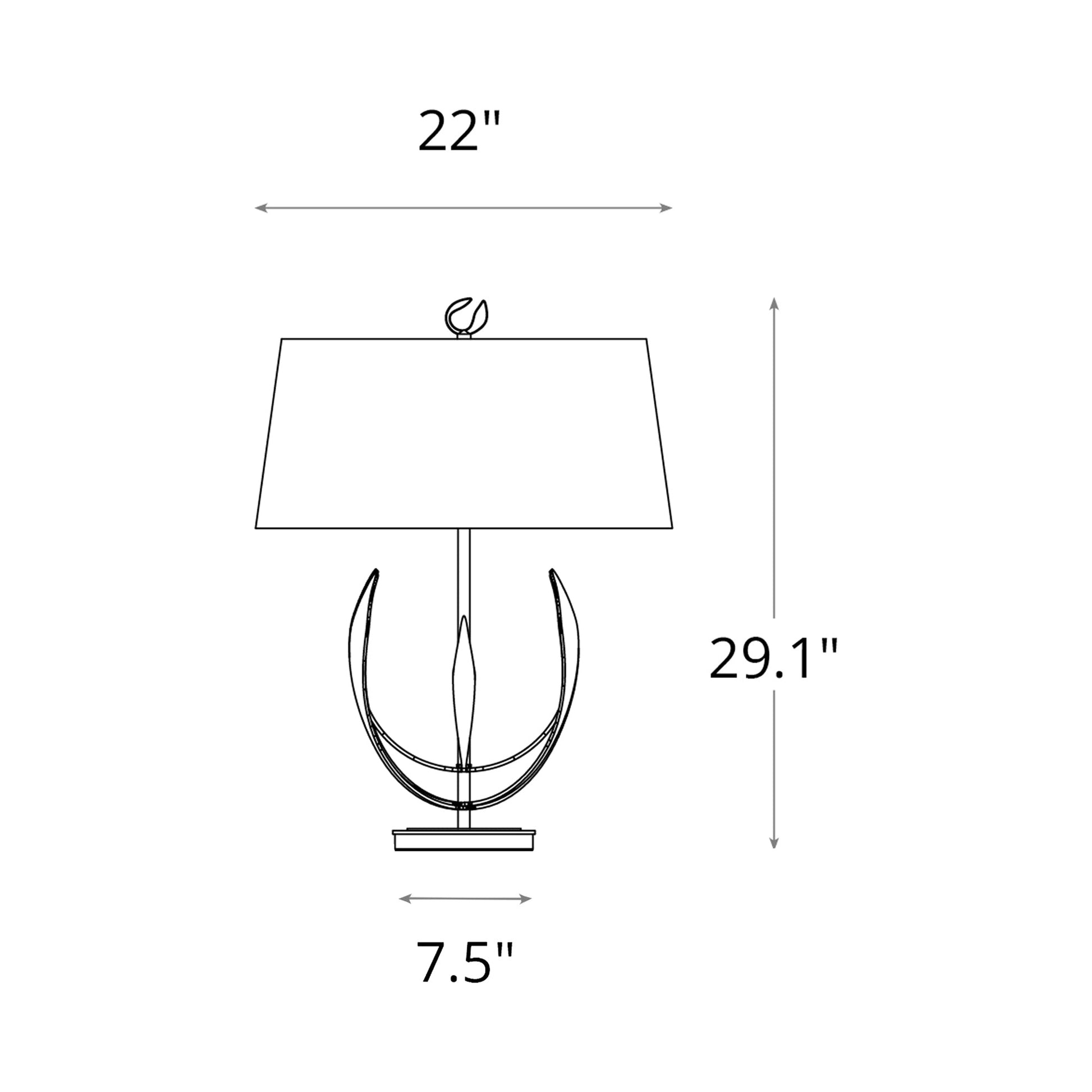 Dahlia Table Lamp - line drawing.