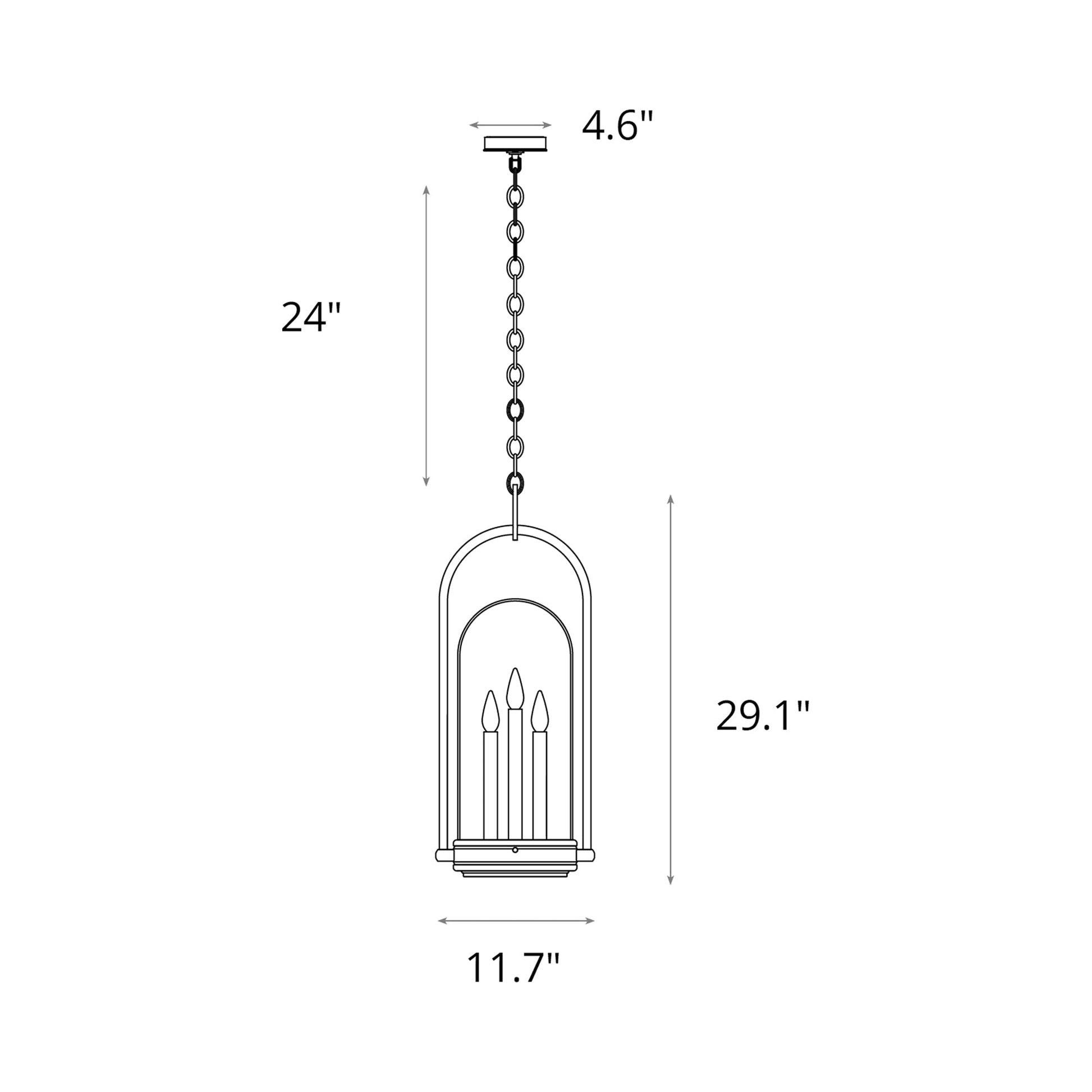 Davis Outdoor Pendant Light - line drawing.
