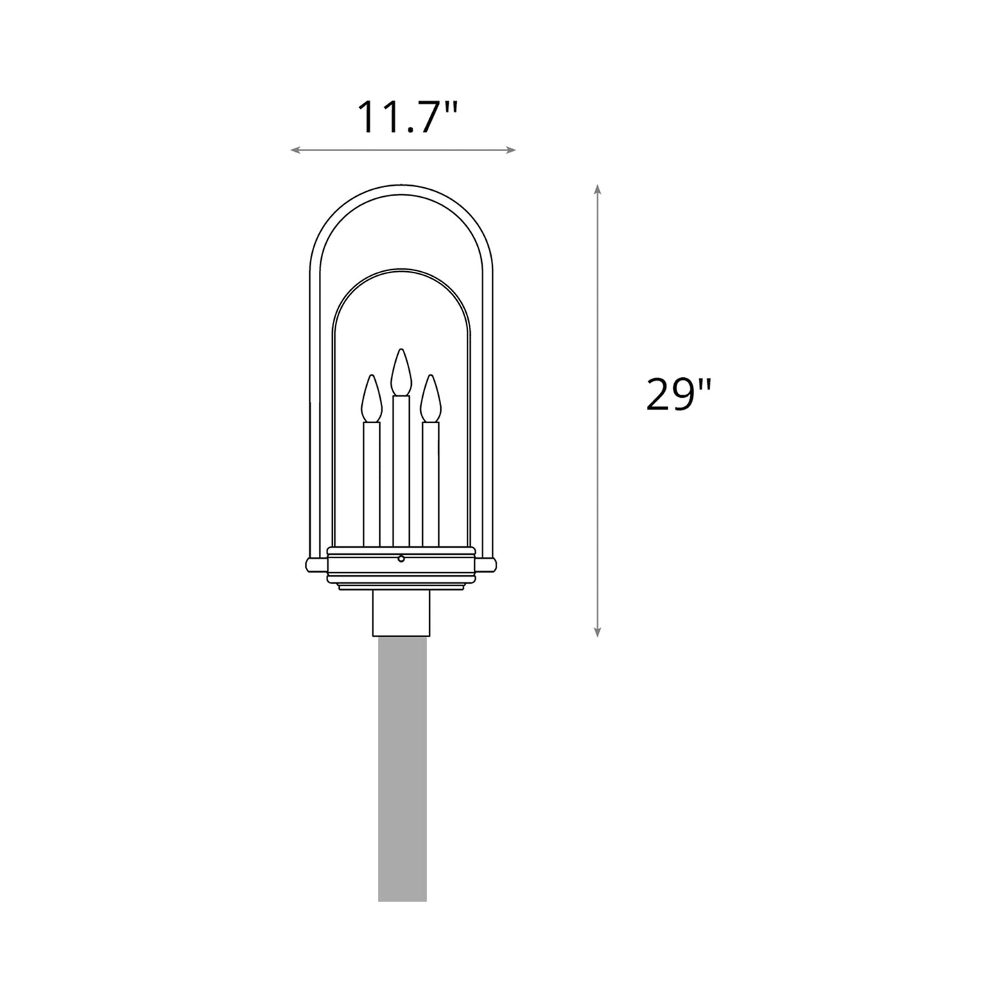 Davis Outdoor Post Light - line drawing.
