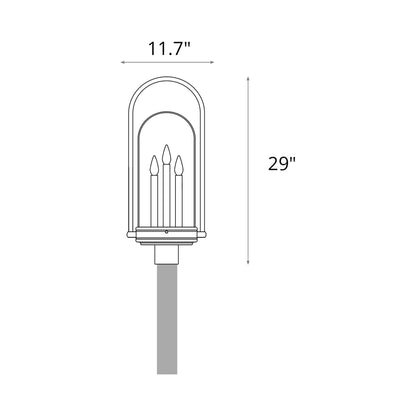 Davis Outdoor Post Light - line drawing.