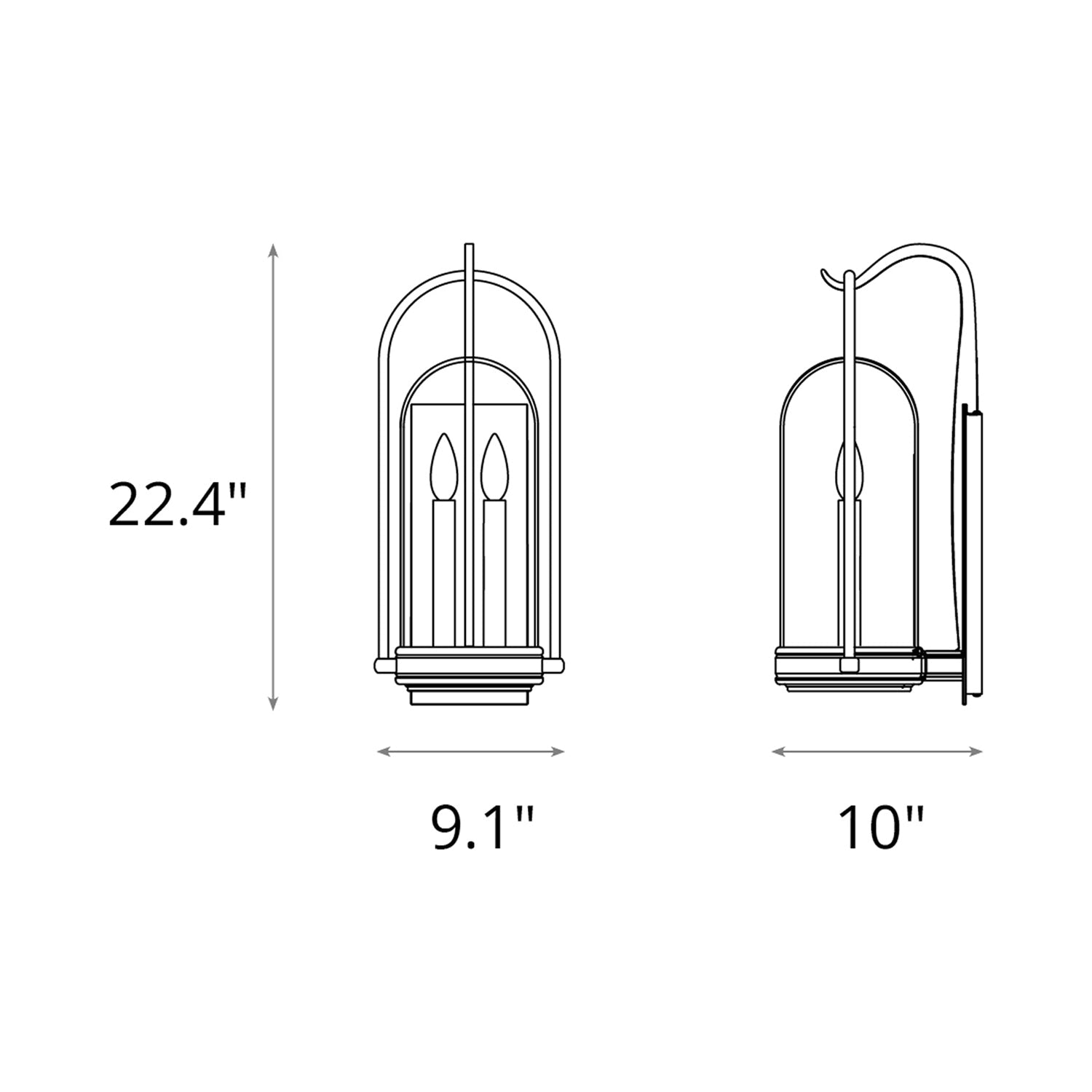 Davis Outdoor Wall Light - line drawing.