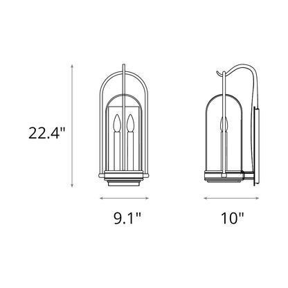 Davis Outdoor Wall Light - line drawing.