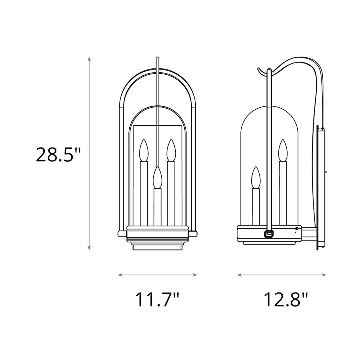 Davis Outdoor Wall Light - line drawing.
