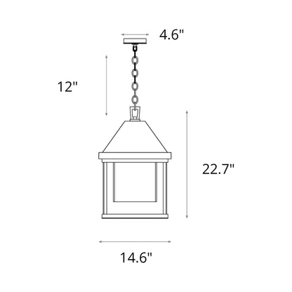 Dorset Outdoor Pendant Light - line drawing.