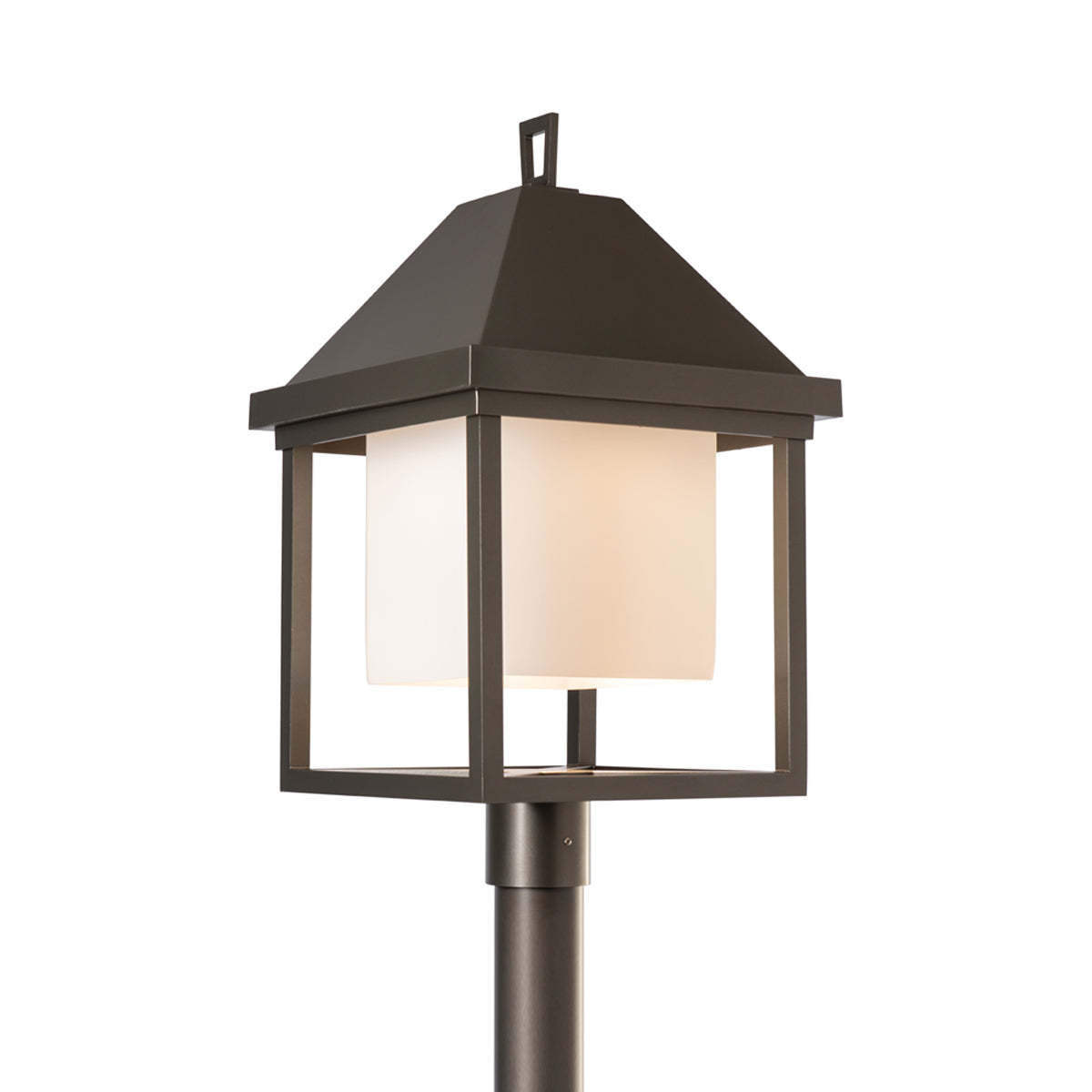 Dorset Outdoor Post Light in Coastal Dark Smoke/Opal Glass.