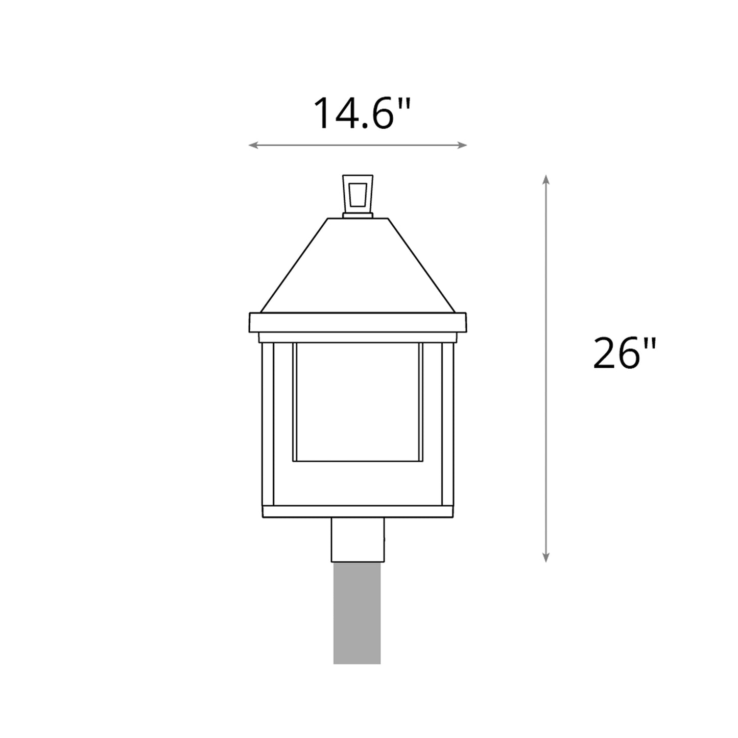 Dorset Outdoor Post Light - line drawing.