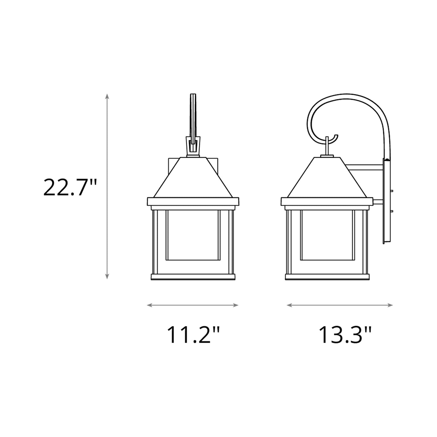 Dorset Outdoor Wall Light - line drawing.