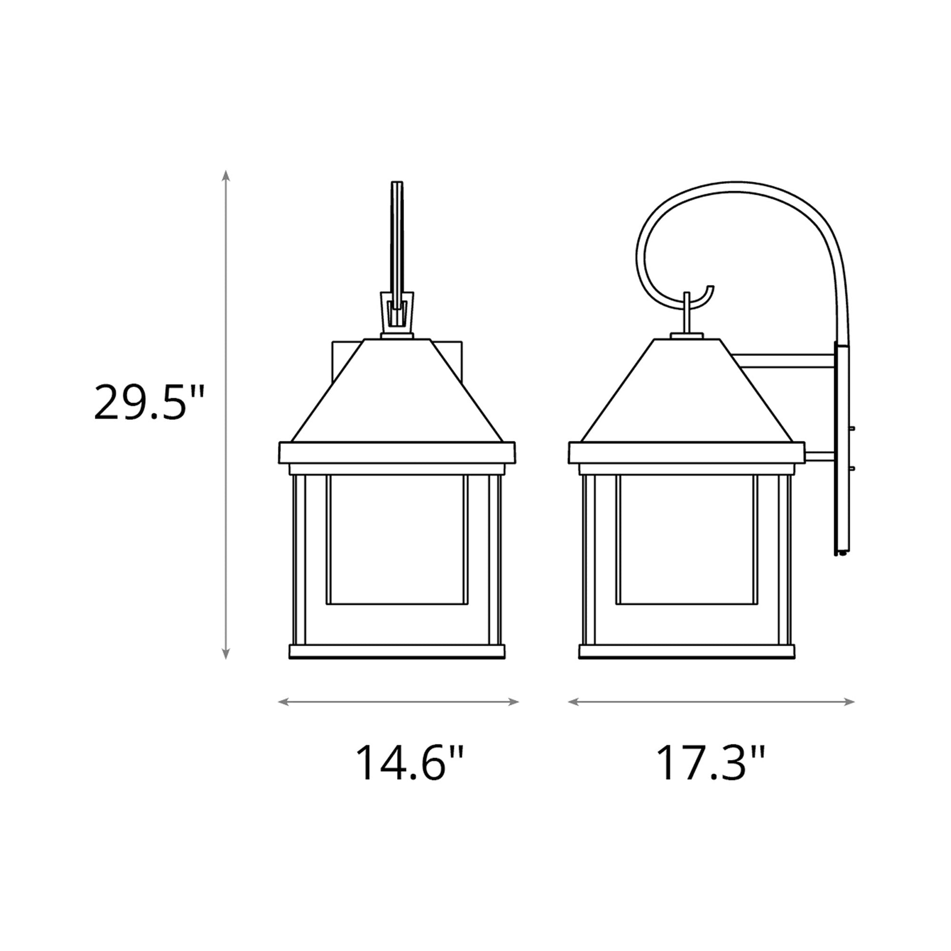 Dorset Outdoor Wall Light - line drawing.