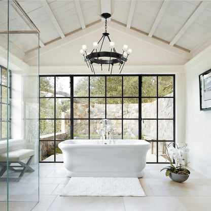 Echo Circular Chandelier in bathroom.