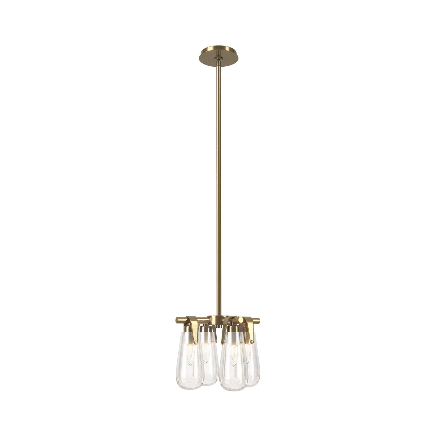 Eos Semi Flush Convertible Pendant Light in Modern Brass.