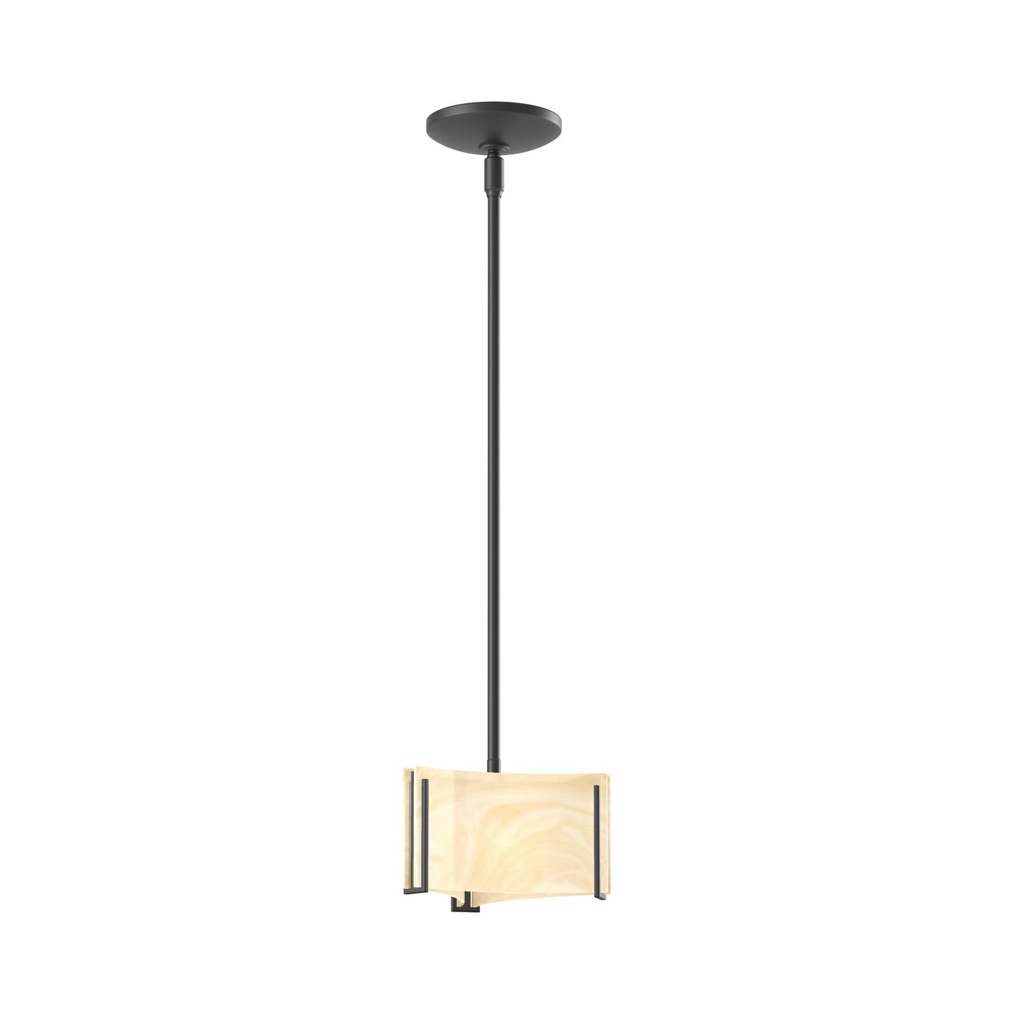 Exos Delta Pendant Light in Black (Amber Swirl Glass).