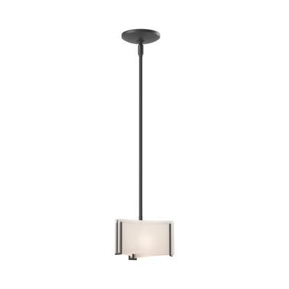 Exos Delta Pendant Light in Black (White Art Glass).