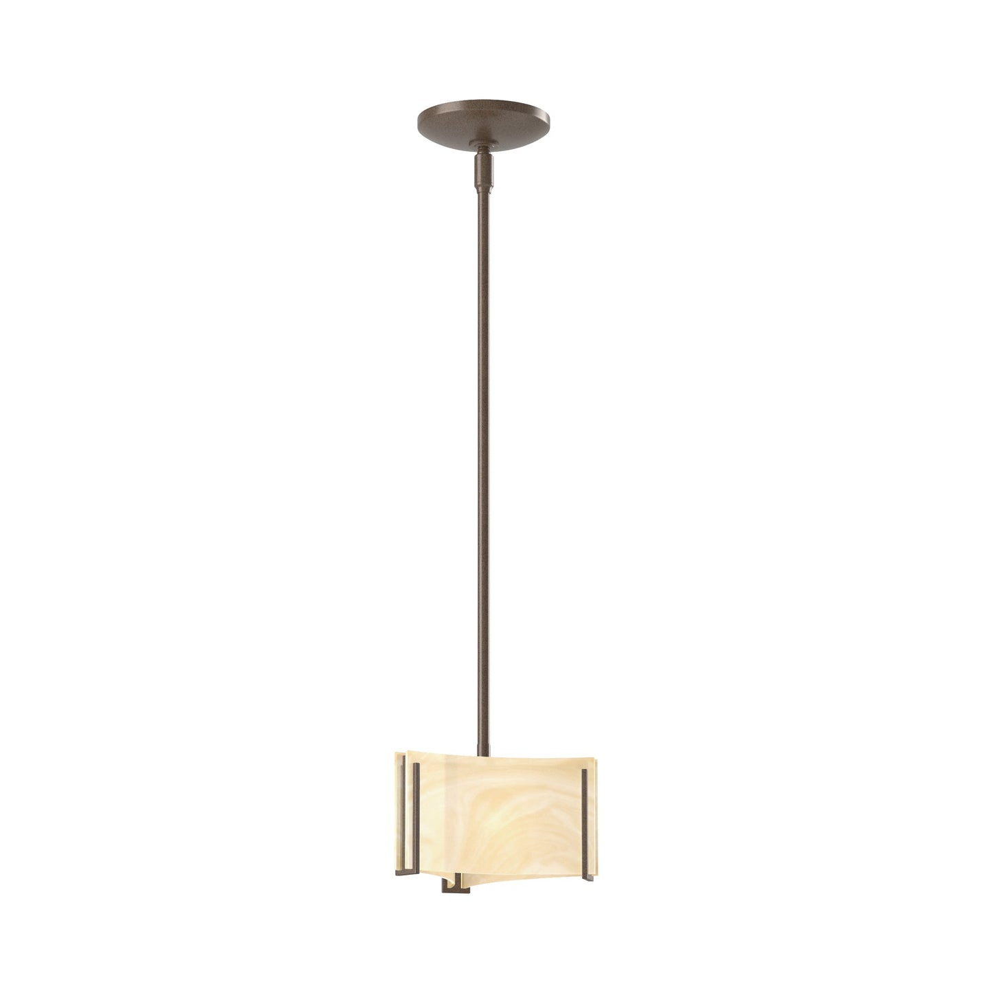 Exos Delta Pendant Light in Bronze (Amber Swirl Glass).