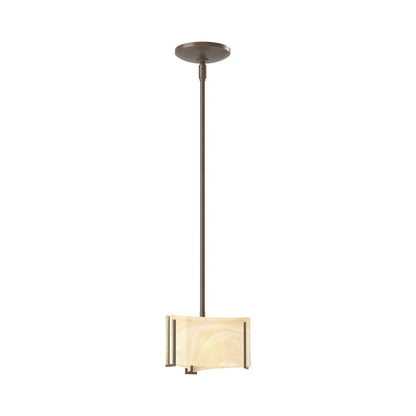 Exos Delta Pendant Light in Bronze (Amber Swirl Glass).