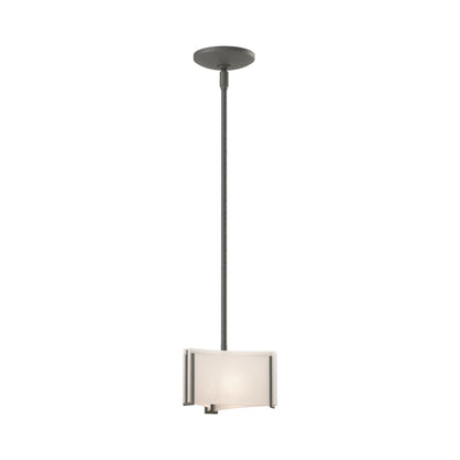 Exos Delta Pendant Light in Natural Iron (White Art Glass).