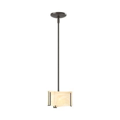 Exos Delta Pendant Light in Oil Rubbed Bronze (Amber Swirl Glass).