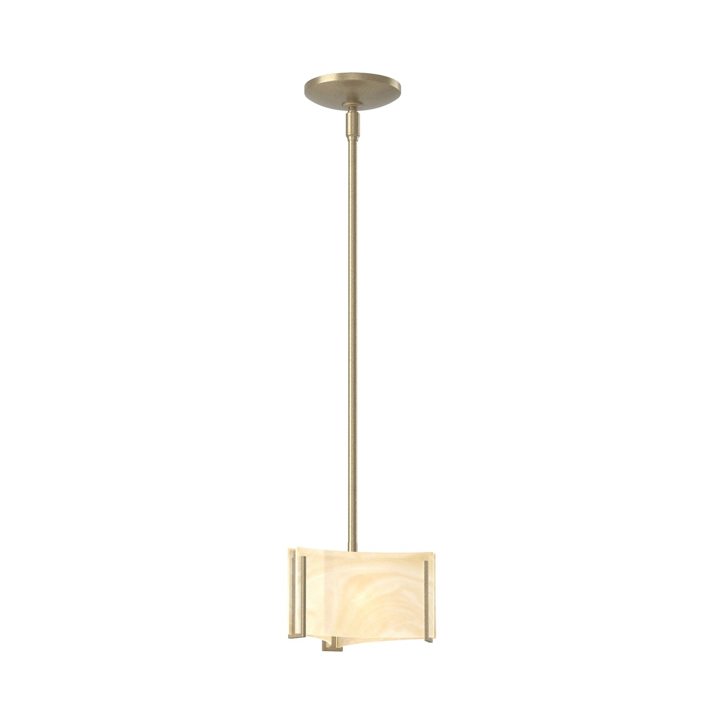 Exos Delta Pendant Light in Soft Gold (Amber Swirl Glass).