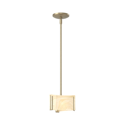 Exos Delta Pendant Light in Soft Gold (Amber Swirl Glass).