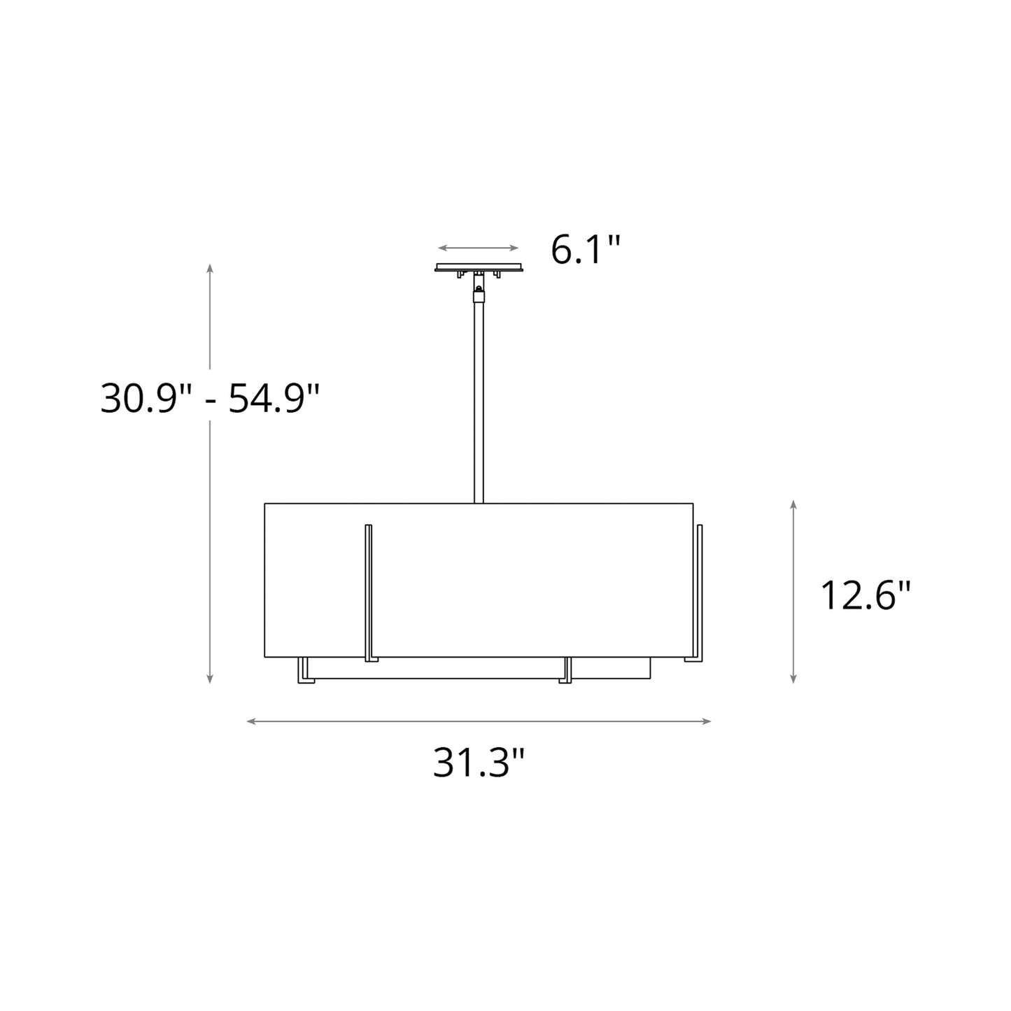 Exos Double Shade Large Scale Pendant Light - line drawing.