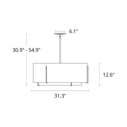 Exos Double Shade Large Scale Pendant Light - line drawing.