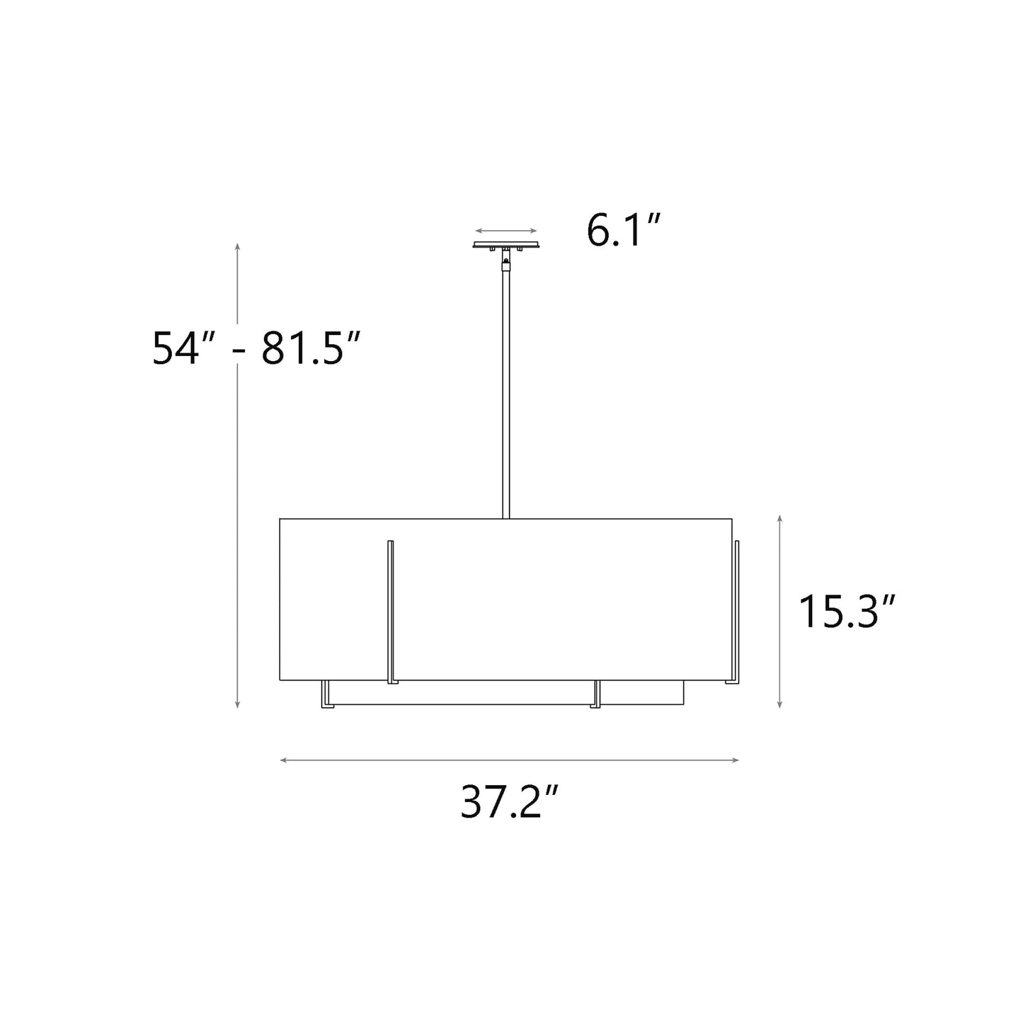 Exos Double Shade Large Scale Pendant Light - line drawing.