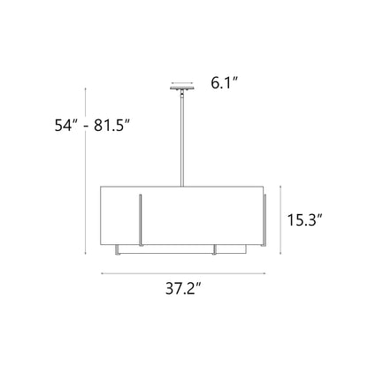 Exos Double Shade Large Scale Pendant Light - line drawing.